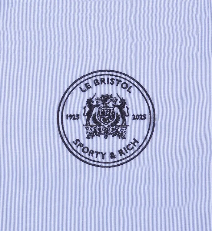 Sporty and Rich Shirting Women Bristol Crest Oversized Shirt 8211 WhiteNavy Stripe