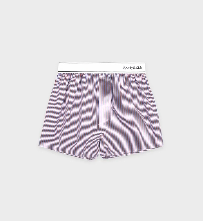 Sporty and Rich Shirting Women Serif Logo Boxer Short 8211 WhiteRedNavy