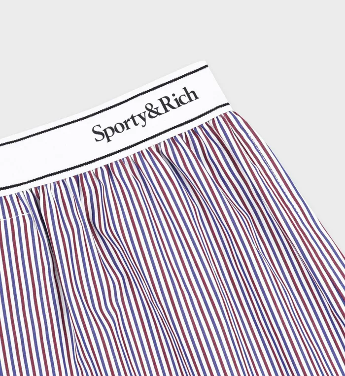 Sporty and Rich Shirting Women Serif Logo Boxer Short 8211 WhiteRedNavy