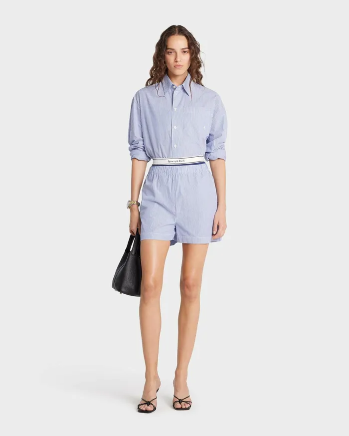 Sporty and Rich Shirting Women SRC Poplin Short 8211 Navy Striped