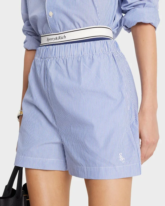 Sporty and Rich Shirting Women SRC Poplin Short 8211 Navy Striped