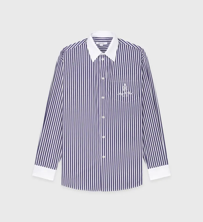 Sporty and Rich Shirting Women Vendome Oversized Shirt 8211 Navy StripeWhite