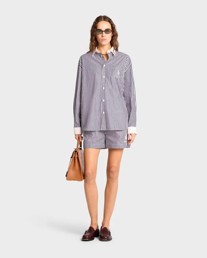 Sporty and Rich Shirting Women Vendome Oversized Shirt 8211 Navy StripeWhite