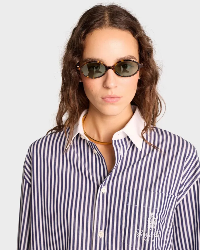 Sporty and Rich Shirting Women Vendome Oversized Shirt 8211 Navy StripeWhite