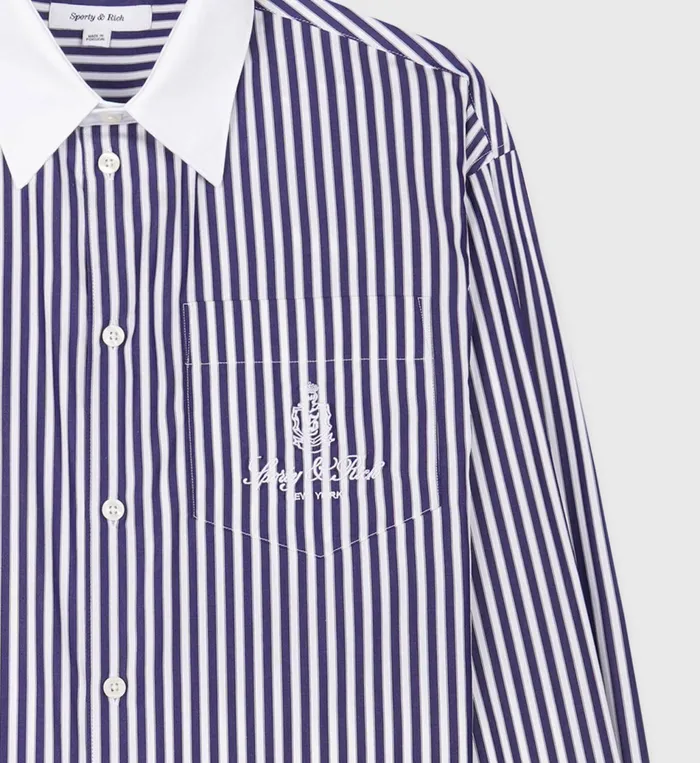 Sporty and Rich Shirting Women Vendome Oversized Shirt 8211 Navy StripeWhite