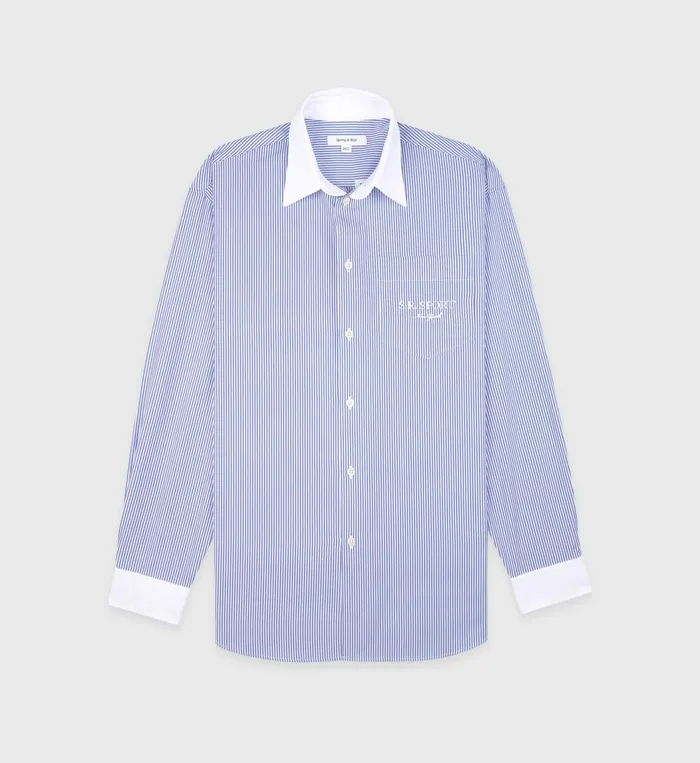 Sporty and Rich Shirts Men SR Sport Oversized Shirt 8211 Blue Striped