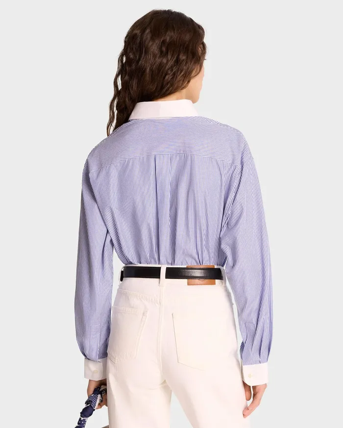 Sporty and Rich Shirts Men SR Sport Oversized Shirt 8211 Blue Striped