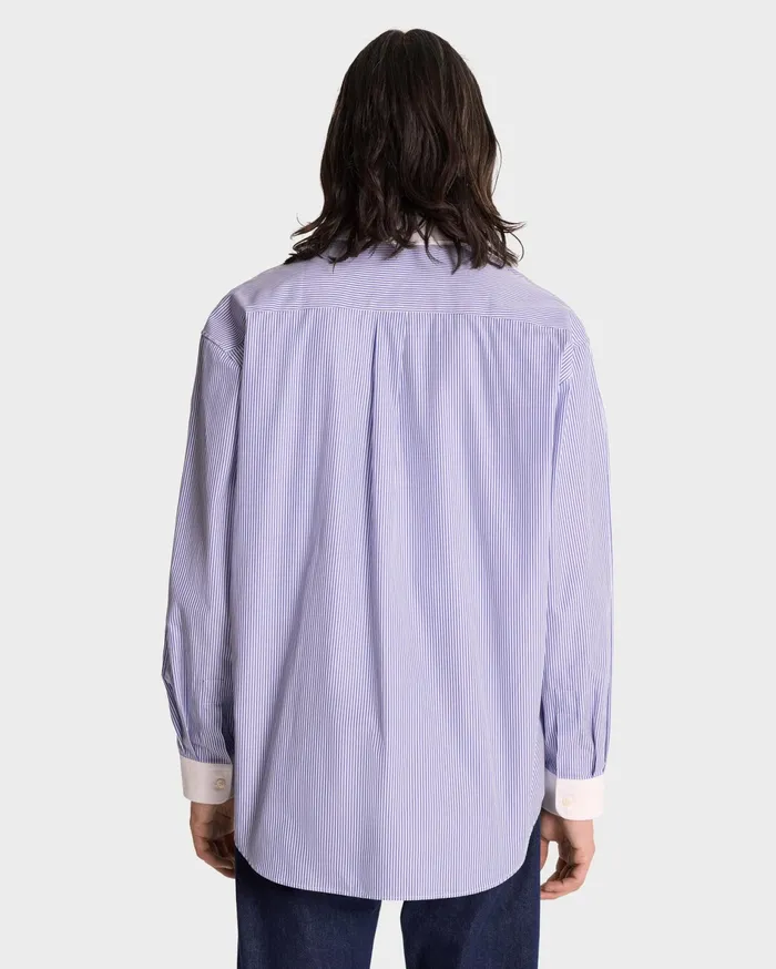 Sporty and Rich Shirts Men SR Sport Oversized Shirt 8211 Blue Striped
