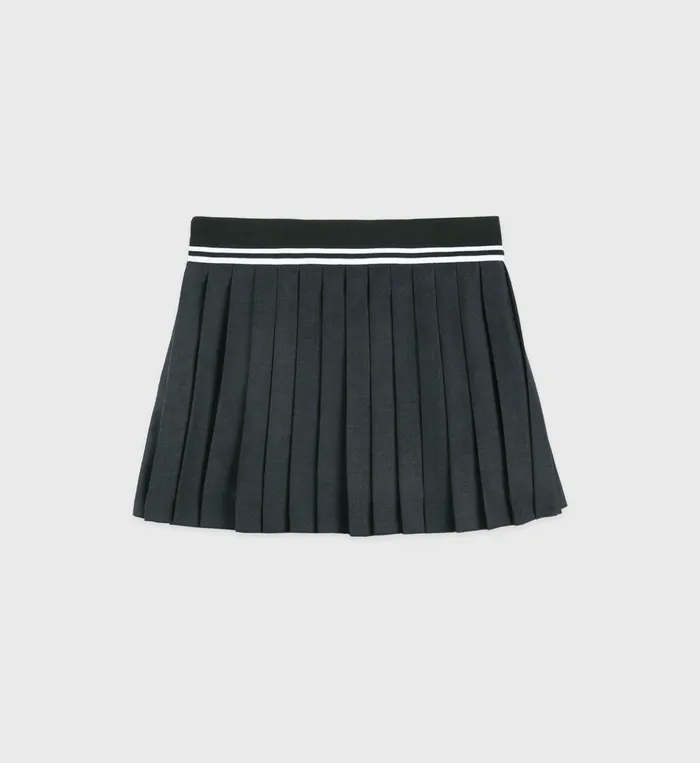 Sporty and Rich Skirts and Dresses Women Abigail Wool Pleated Skirt 8211 GrayWhite