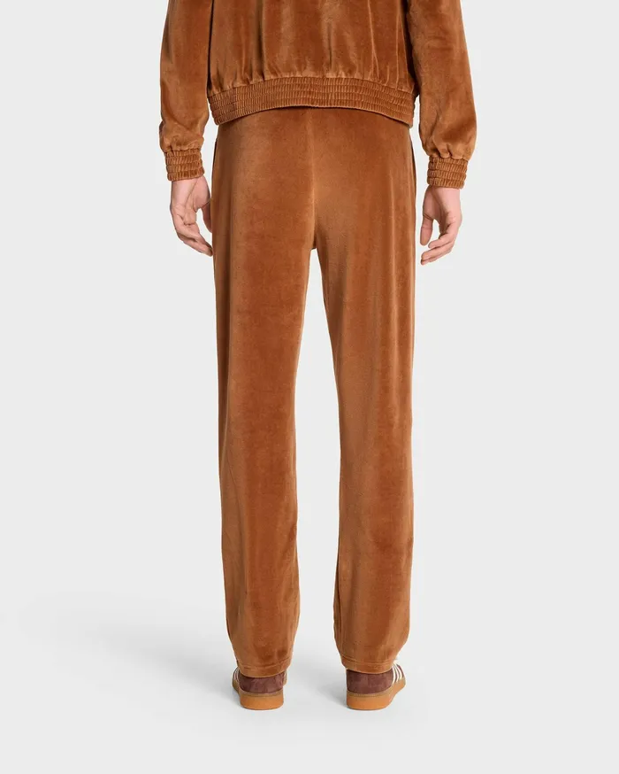 Sporty and Rich Sweatpants Women NY Crest Velour Track Pant 8211 TobaccoCream