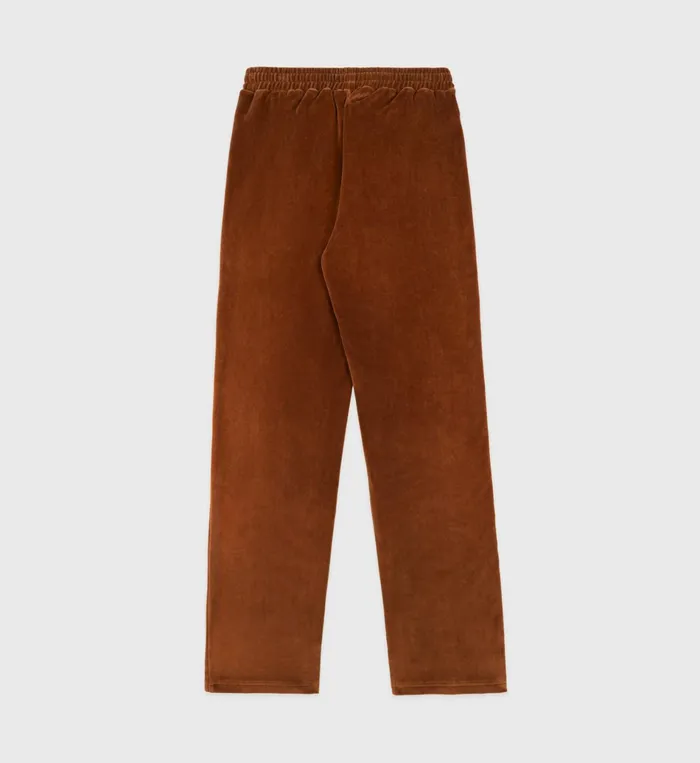 Sporty and Rich Sweatpants Women NY Crest Velour Track Pant 8211 TobaccoCream