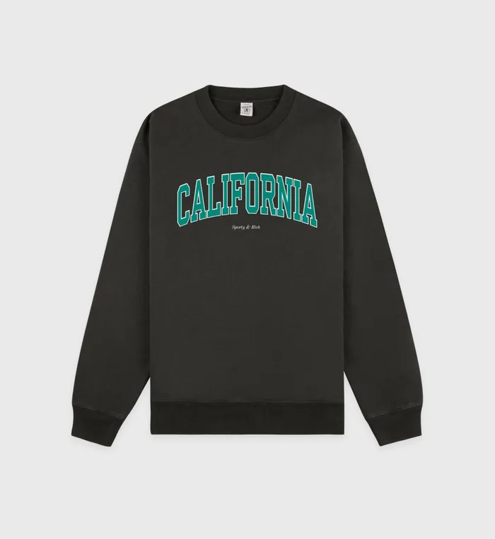 Sporty and Rich Sweatshirts Women California Crewneck 8211 Faded BlackSpring Green Sporty and Rich Sweatshirts Women California Crewneck 8211 Faded BlackSpring Green