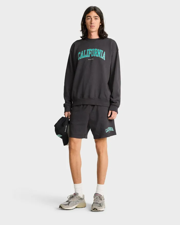 Sporty and Rich Sweatshirts Women California Crewneck 8211 Faded BlackSpring Green