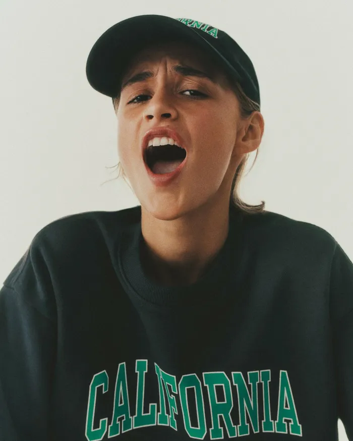 Sporty and Rich Sweatshirts Women California Crewneck 8211 Faded BlackSpring Green