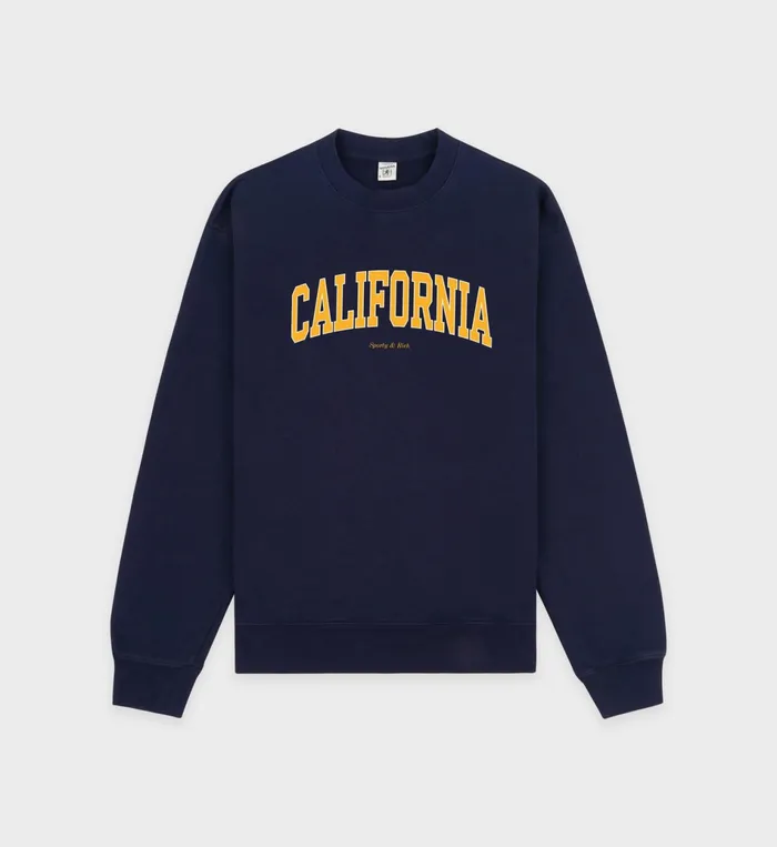 Sporty and Rich Sweatshirts Women California Crewneck 8211 NavyGold