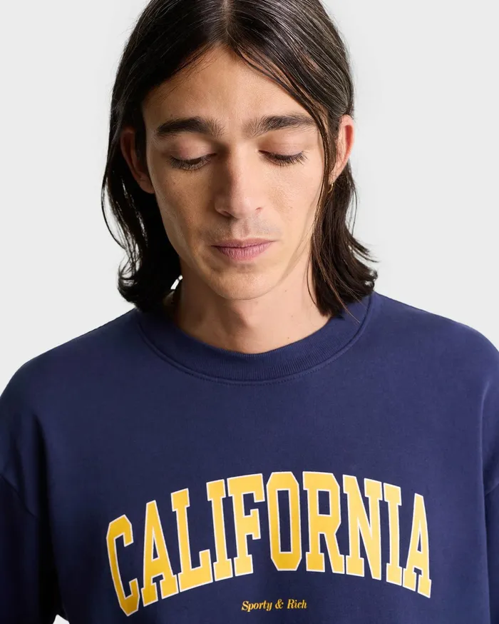 Sporty and Rich Sweatshirts Women California Crewneck 8211 NavyGold