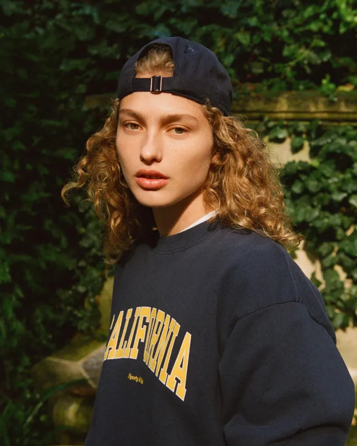 Sporty and Rich Sweatshirts Women California Crewneck 8211 NavyGold