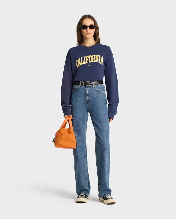 Sporty and Rich Sweatshirts Women California Crewneck 8211 NavyGold