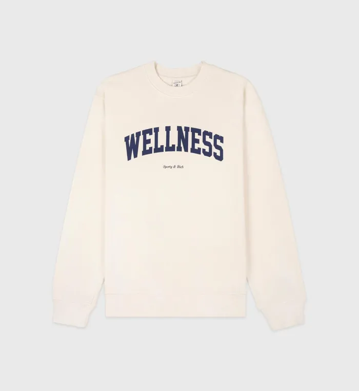 Sporty and Rich Sweatshirts Women Wellness Ivy Crewneck 8211 CreamNavy