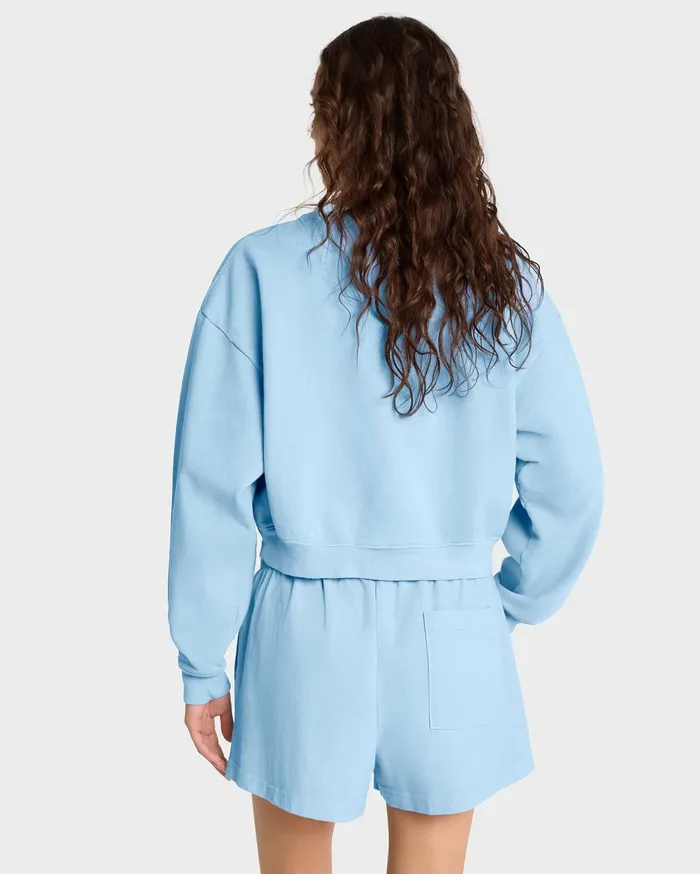 Sporty and Rich Sweatshirts Women Wellness Studio Cropped Crewneck 8211 Sky BlueWhite