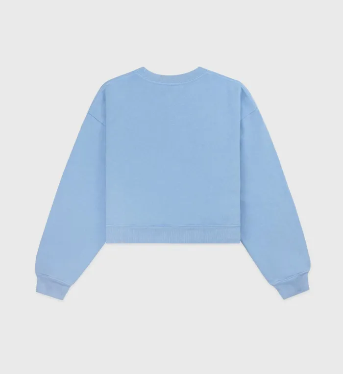 Sporty and Rich Sweatshirts Women Wellness Studio Cropped Crewneck 8211 Sky BlueWhite
