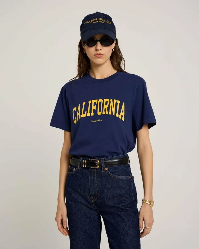 Sporty and Rich TShirts and Tops Women California TShirt 8211 NavyGold