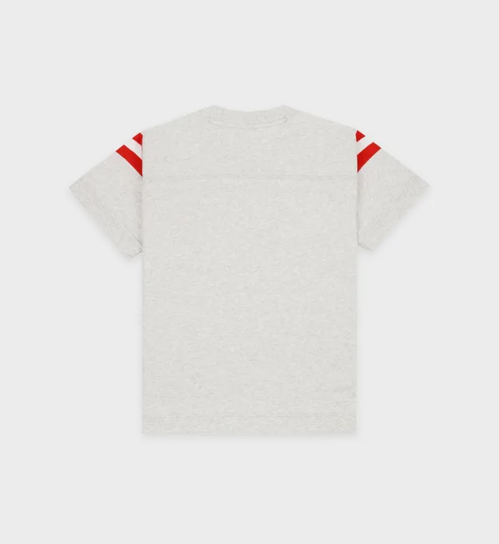 Sporty and Rich TShirts and Tops Women Emblem Rugby Tee 8211 Heather GraySports Red