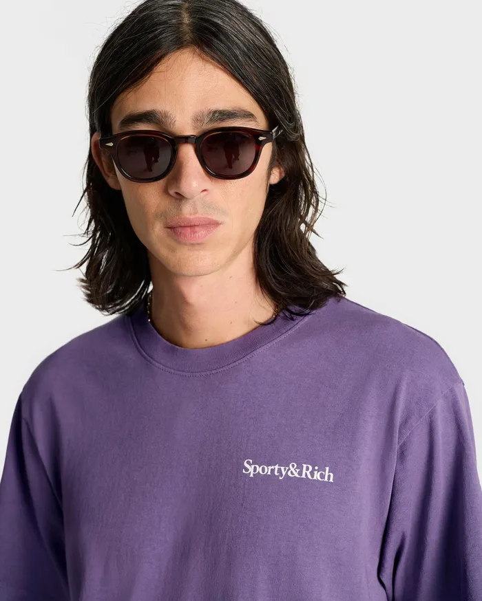 Sporty and Rich TShirts and Tops Women Health Is Wealth TShirt 8211 Dusty GrapeWhite