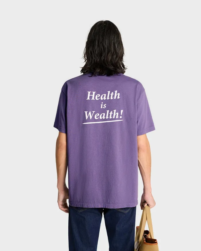 Sporty and Rich TShirts and Tops Women Health Is Wealth TShirt 8211 Dusty GrapeWhite