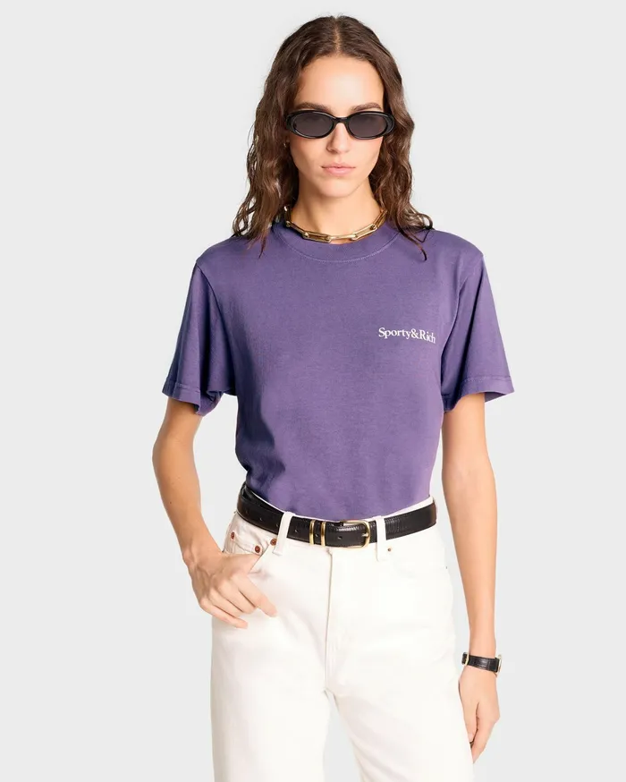 Sporty and Rich TShirts and Tops Women Health Is Wealth TShirt 8211 Dusty GrapeWhite