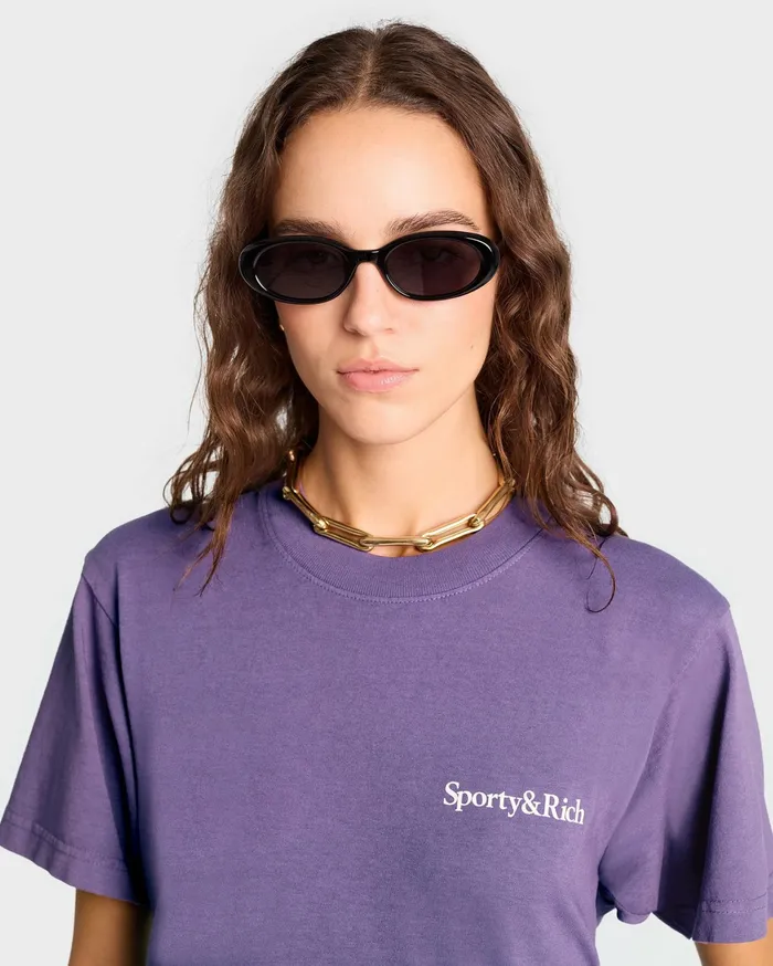 Sporty and Rich TShirts and Tops Women Health Is Wealth TShirt 8211 Dusty GrapeWhite