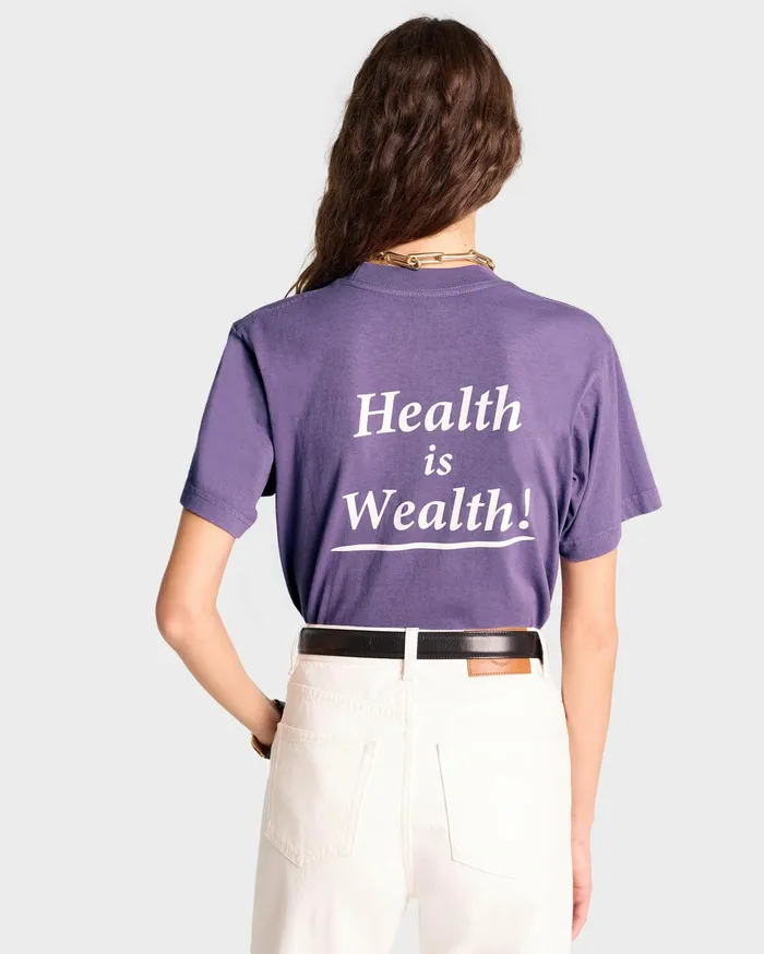 Sporty and Rich TShirts and Tops Women Health Is Wealth TShirt 8211 Dusty GrapeWhite