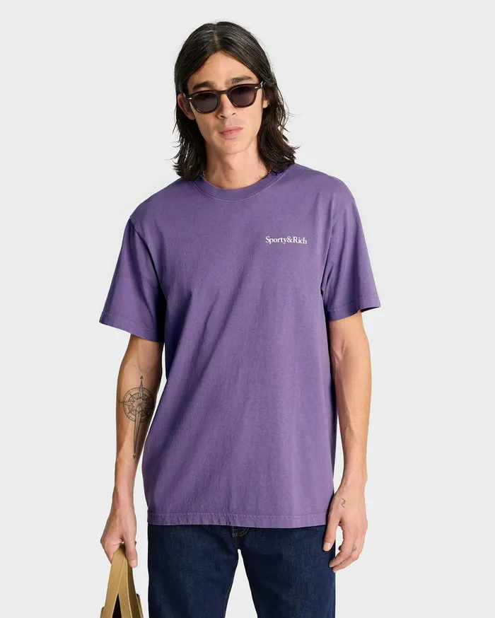 Sporty and Rich TShirts and Tops Women Health Is Wealth TShirt 8211 Dusty GrapeWhite