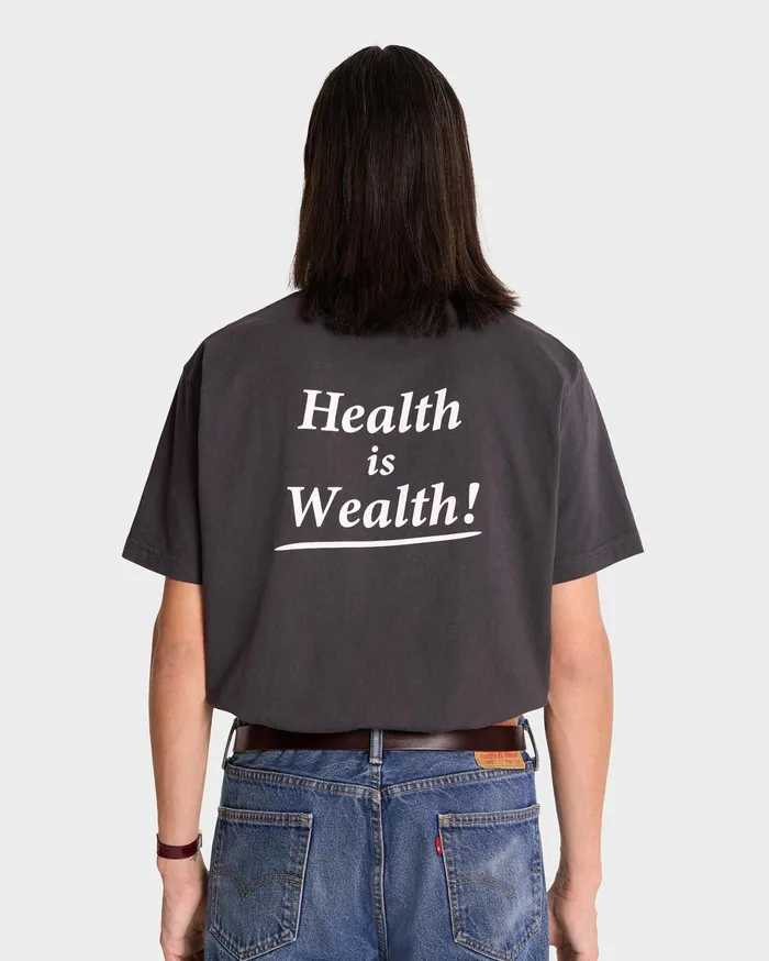 Sporty and Rich TShirts and Tops Women Health Is Wealth TShirt 8211 Faded BlackWhite