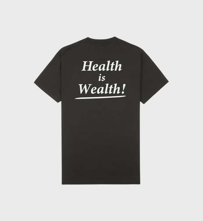Sporty and Rich TShirts and Tops Women Health Is Wealth TShirt 8211 Faded BlackWhite