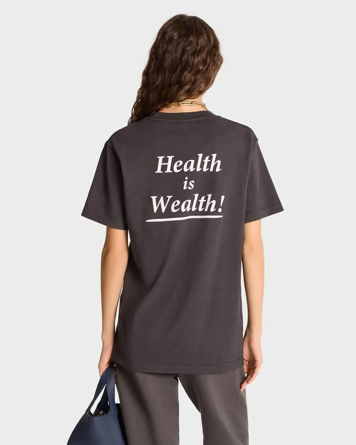 Sporty and Rich TShirts and Tops Women Health Is Wealth TShirt 8211 Faded BlackWhite