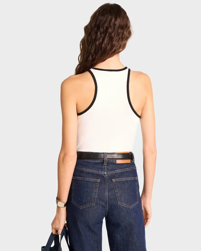 Sporty and Rich TShirts and Tops Women SRHWC Ribbed Tank 8211 WhiteBlack