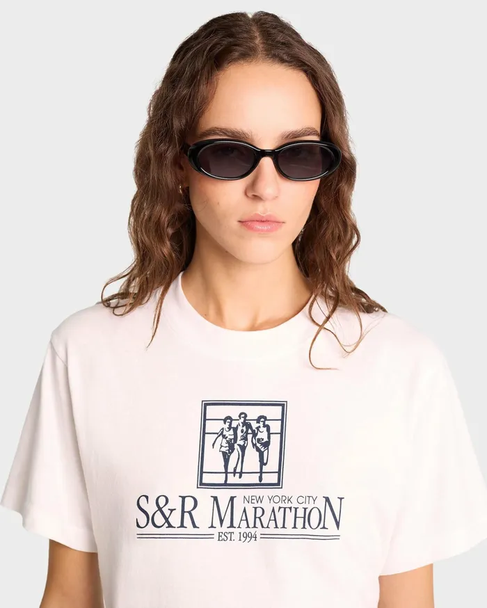 Sporty and Rich TShirts Men NY Marathon TShirt 8211 WhiteNavy