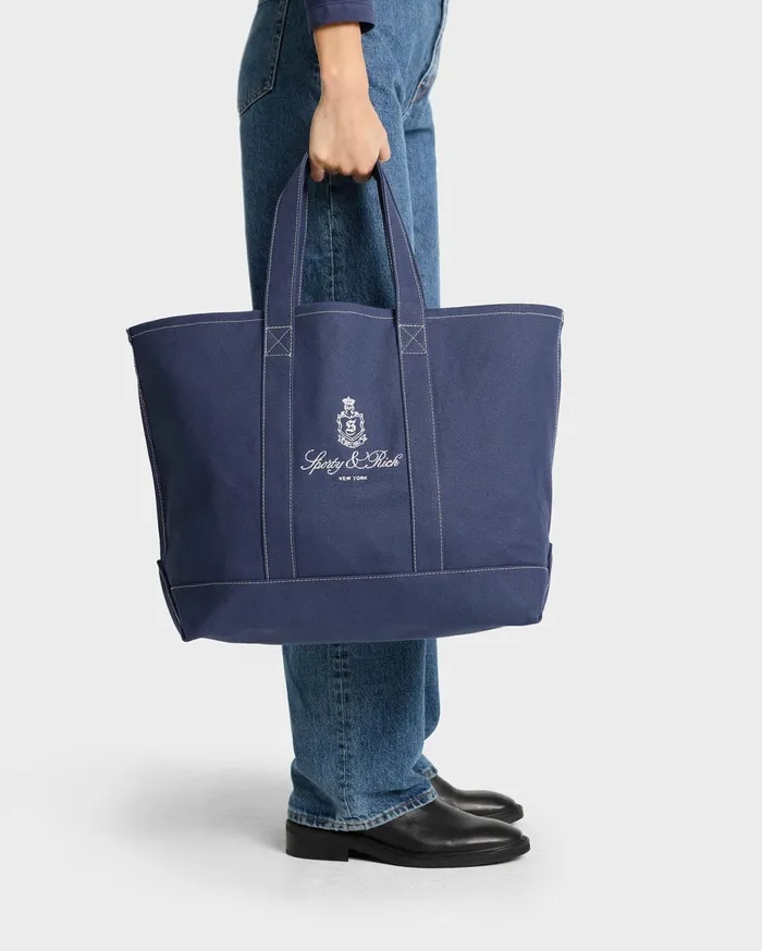 Sporty and Rich Tote Bags Women Vendome Tote Bag 8211 NavyWhite