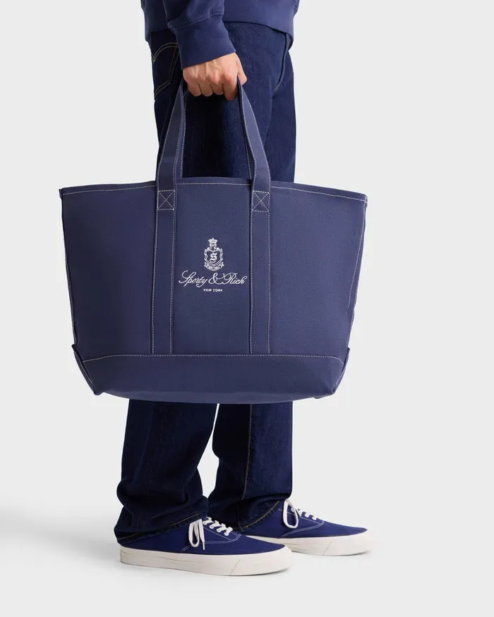 Sporty and Rich Tote Bags Women Vendome Tote Bag 8211 NavyWhite