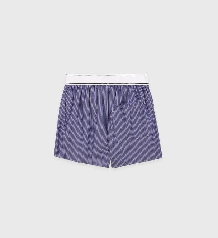 Sporty and Rich Underwear Women Serif Logo Boxer Short 8211 Navy Striped