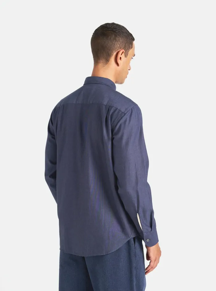 Square Pocket Shirt In Navy SG Brushed Twill Men Universal Works Shirts