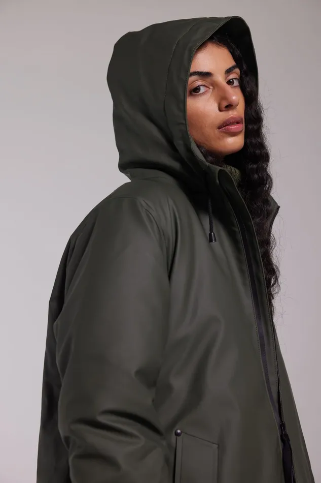 Stutterheim Mosebacke Winter Jacket Green Women Raincoats