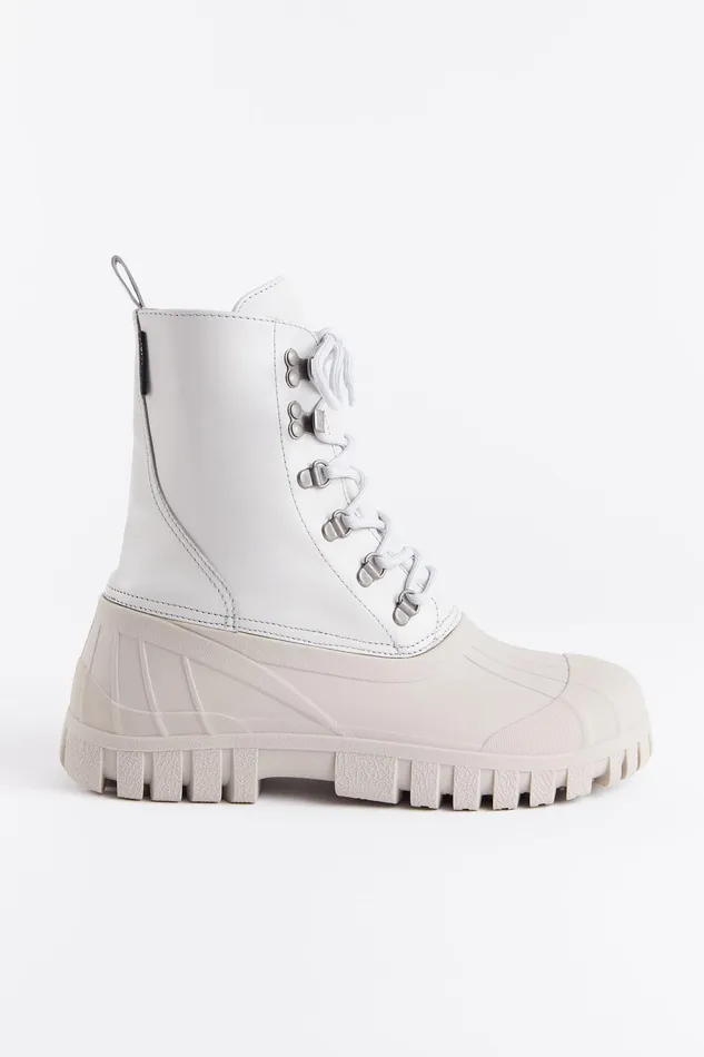 Stutterheim Patrol Boot Leather Ivory Women Leather Boots