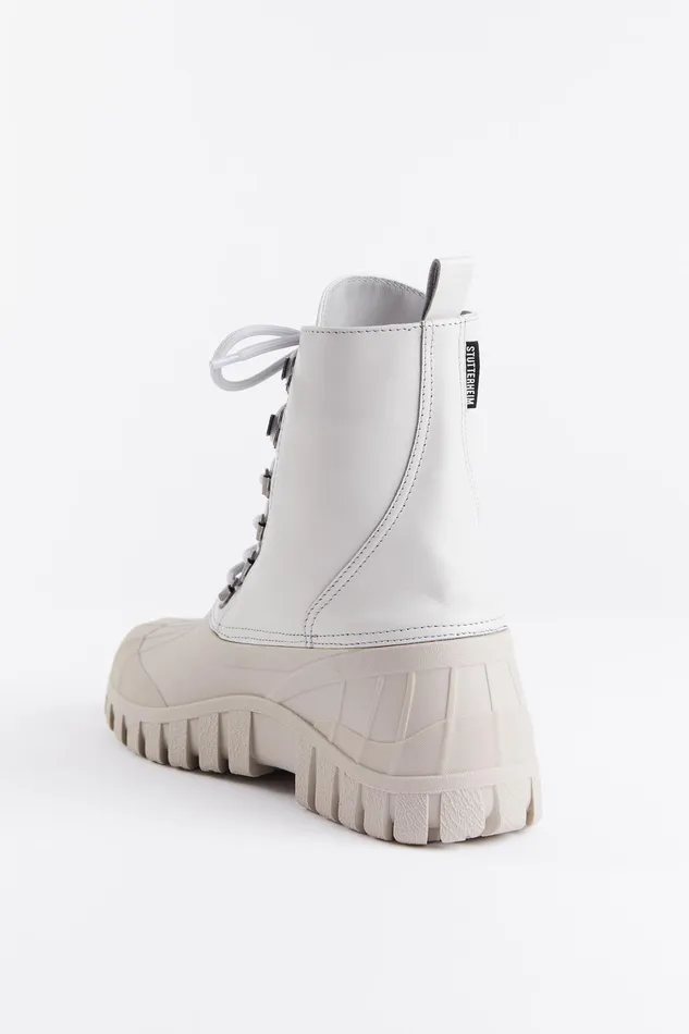 Stutterheim Patrol Boot Leather Ivory Women Leather Boots