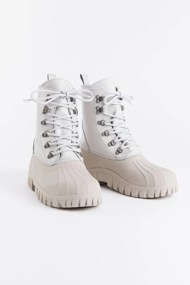 Stutterheim Patrol Boot Leather Ivory Women Leather Boots