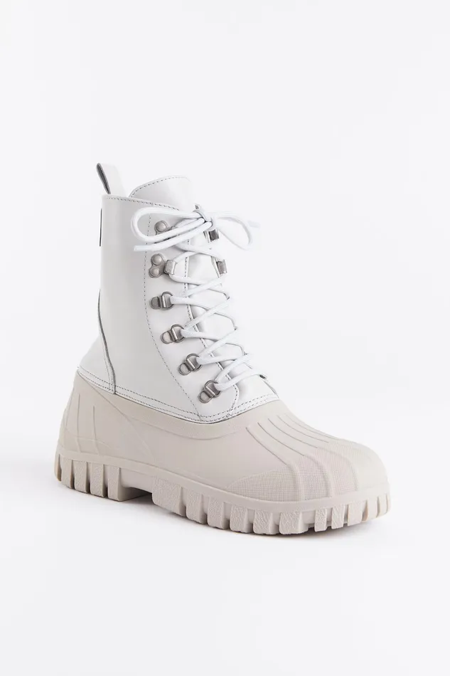 Stutterheim Patrol Boot Leather Ivory Women Leather Boots