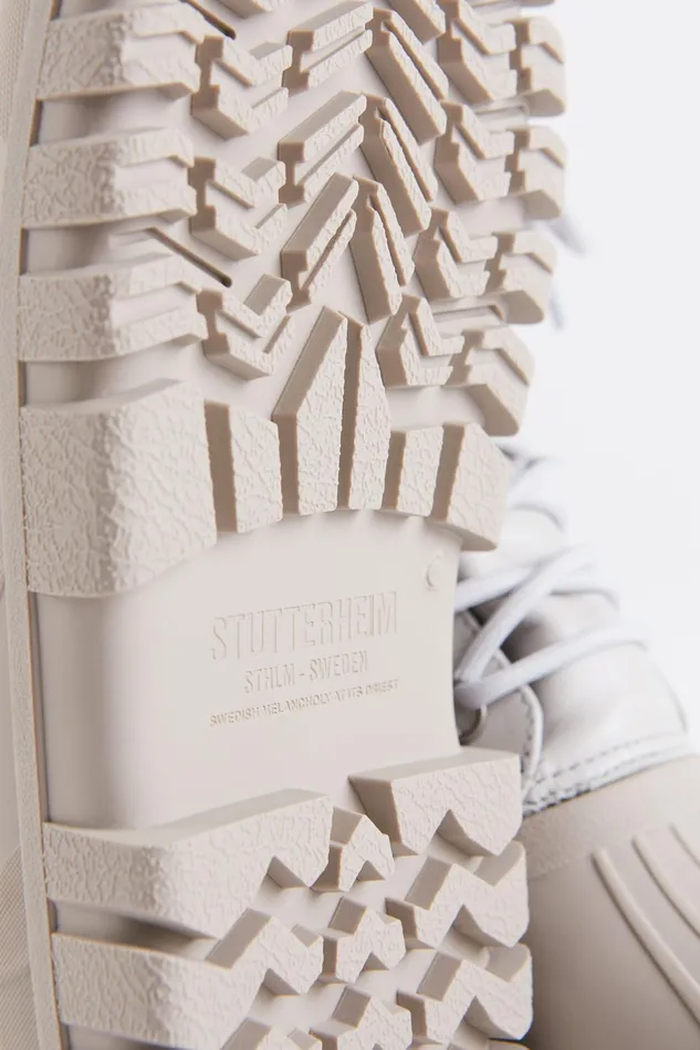Stutterheim Patrol Boot Leather Ivory Women Leather Boots