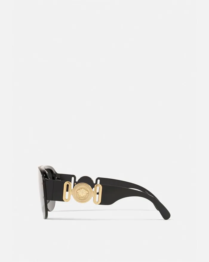 Sunglasses Men Versace Medusa Biggie Shield Sunglasses Black