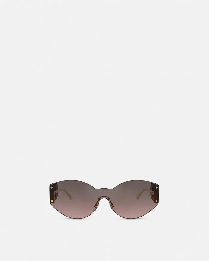 Sunglasses Women Versace Damier Plaque Shield Sunglasses Brown
